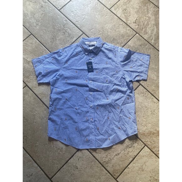 Cremieux Checkered dog print short sleeve shirt - Picture 1 of 5